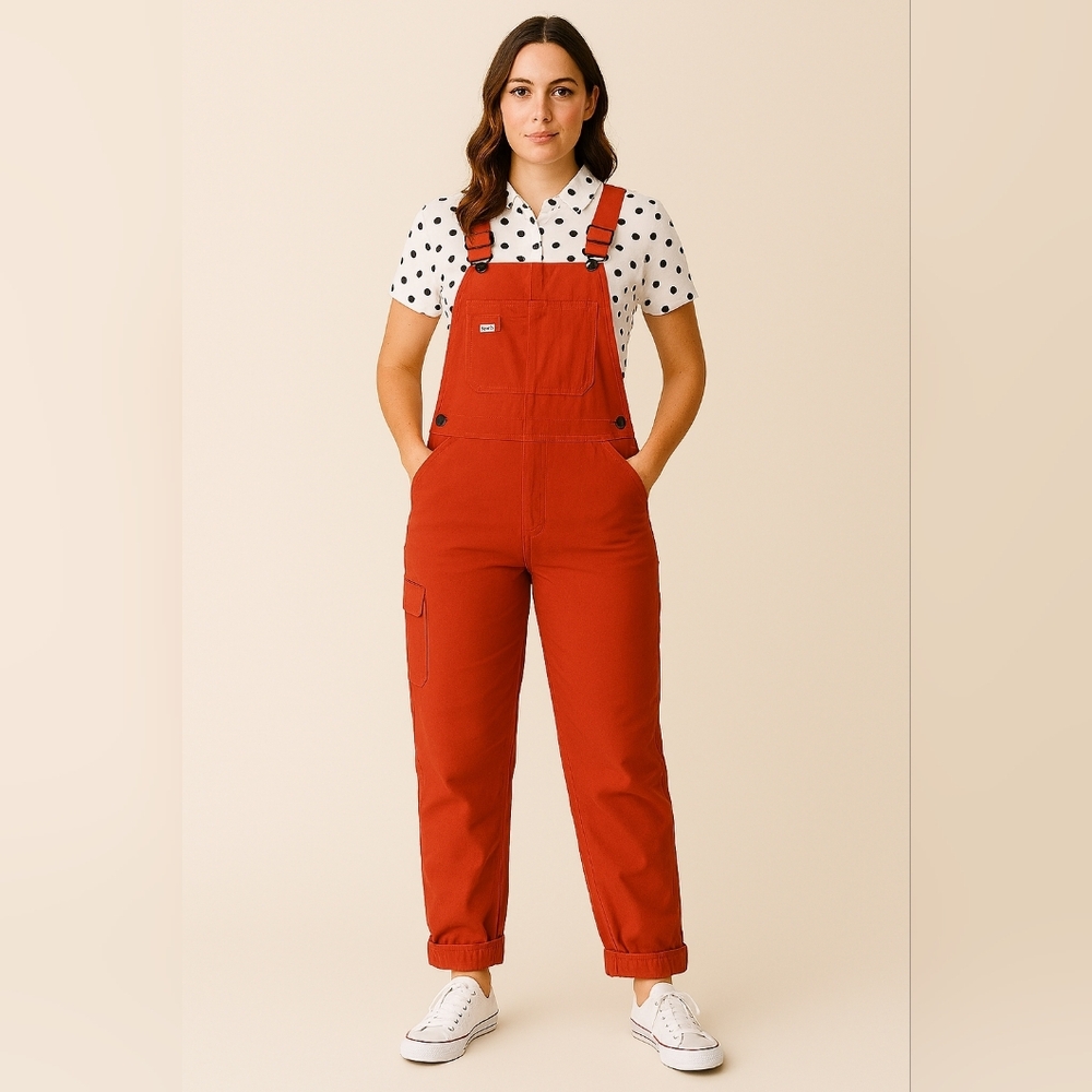 👩🏻‍🌾 DULUTH TRADING CO | Garden Heirloom Overalls Poppy  Red, sz XSx33 - Picture 8 of 8